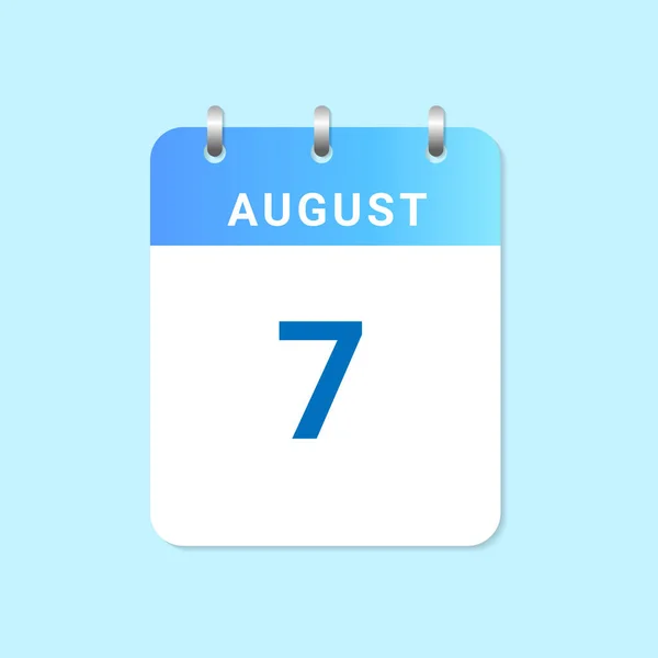 Calendario Diario Agosto Mes Nota Papel Blanco Vector — Vector de stock