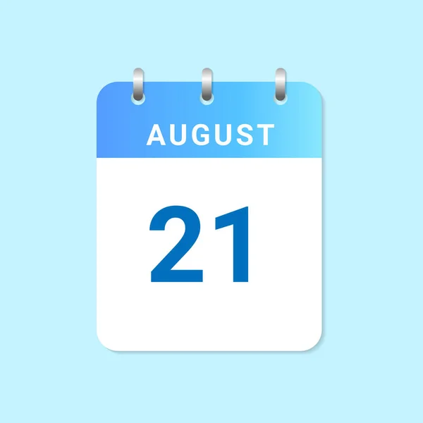 Calendario Diario Agosto Mes Nota Libro Blanco Vector — Vector de stock