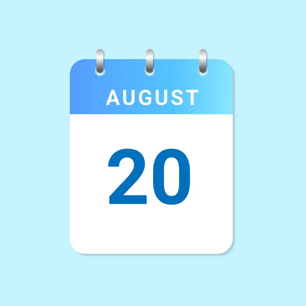 Calendario Diario Agosto Mes Blanco Nota — Vector de stock