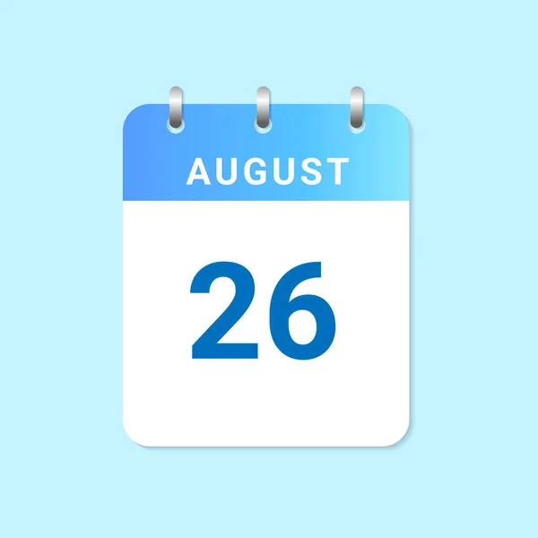Calendario Diario Agosto Mes Nota Libro Blanco Vector — Vector de stock