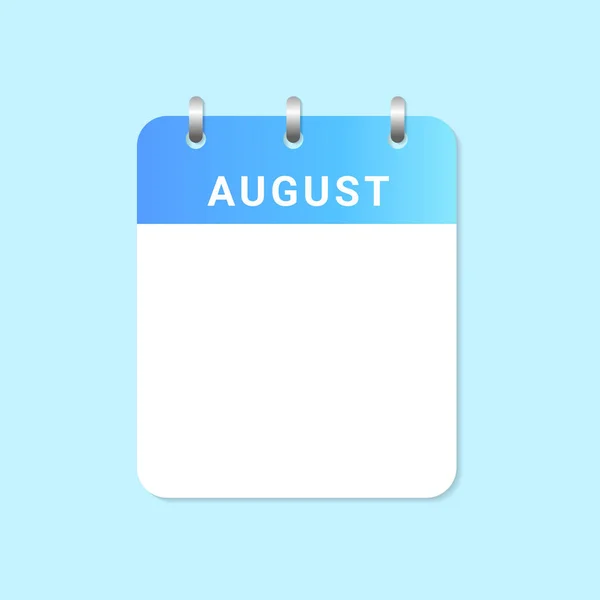 Leerer Tageskalender Des Monats August Auf Weißem Papier Vektor — Stockvektor