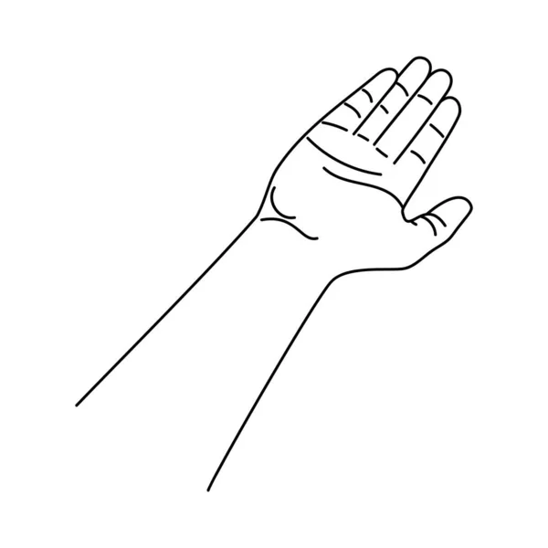 手势和手势的线条艺术在白色背景上孤立的矢量图解 — 图库矢量图片