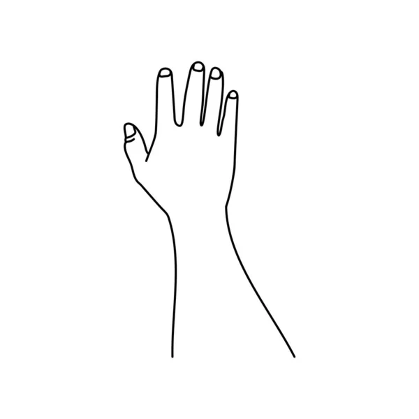 Линейное Искусство Человеческих Рук Знаков Жестов Изолированные Векторные Иллюстрации Белом — стоковый вектор