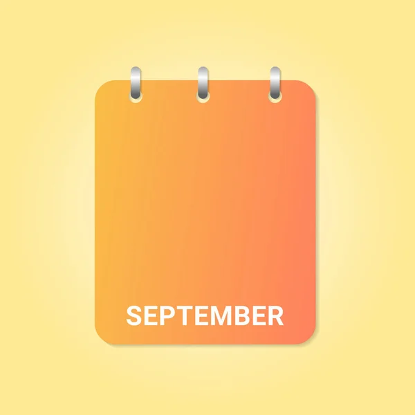 Ημερήσιο Ημερολόγιο Σεπτεμβρίου Μήνα Λευκό Χαρτί Σημείωμα Κάλυψη — Διανυσματικό Αρχείο