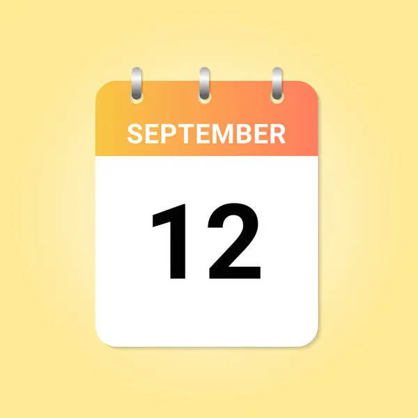 Daily Calendar 12Th September Month White Paper Note Vector — Stock Vector