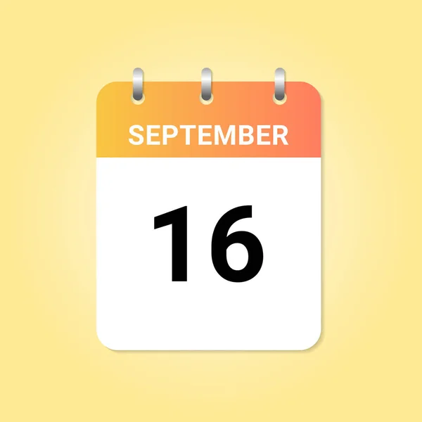 Daily Calendar 16Th September Month White Paper Note Vector — Stock Vector