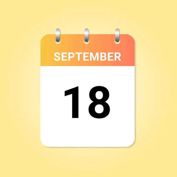 Daily Calendar 18Th September Month White Paper Note Vector — Stock Vector