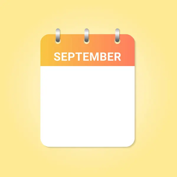 Denní Kalendář Měsíce Září Bílém Papíře Prázdné Místo — Stockový vektor