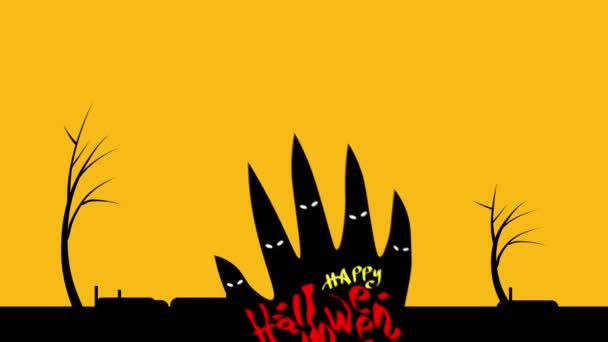 Cadılar Bayramını Siyah Mat Arkaplanında Gösteren Hareketli Grafik Tasarımı — Stok video