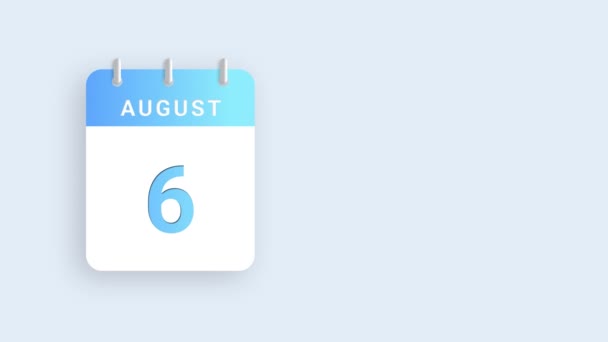 Август Календарь Анимации Отображение Ежемесячного Прогресса Поразительной Резолюции — стоковое видео