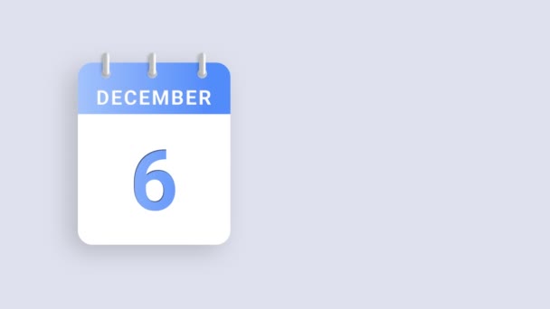 Декабрь Календарь Анимации Отображение Ежемесячного Прогресса Поразительной Резолюции — стоковое видео