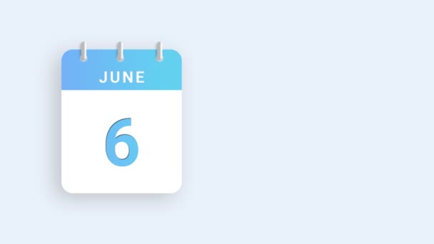 June Calendar Animation Displaying Monthly Progression Stunning Resolution — Stock Video