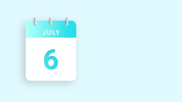 Julho Animação Calendário Exibindo Progressão Mensal Resolução Impressionante — Vídeo de Stock