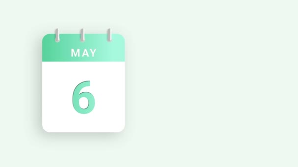 May Calendar Animation Displaying Monthly Progression Stunning Resolution — Stock Video