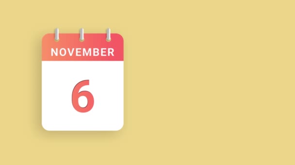 Novembro Animação Calendário Exibindo Progressão Mensal Resolução Impressionante — Vídeo de Stock