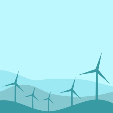 Alternatif enerji, güneş ve rüzgar enerjisi temalarının çizimleri. Vektör illüstrasyonları.