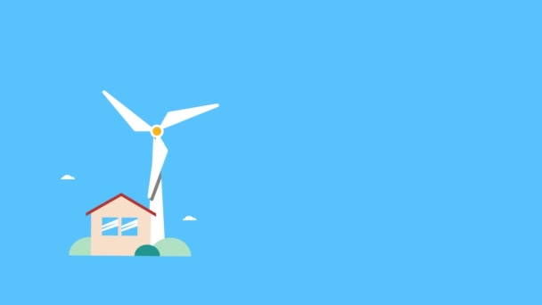 Animasi Turbin Angin Untuk Konsep Energi Terbarukan Baru Loop Rotasi — Stok Video