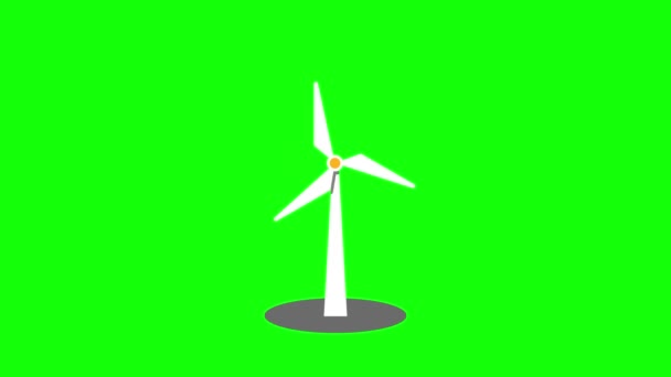 风力涡轮机动画为新的可再生能源概念 4K分辨率的环路旋转 — 图库视频影像
