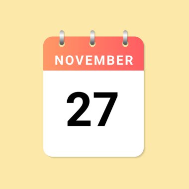 27 Kasım 'ın günlük takvimi beyaz kağıt üzerinde. vektör