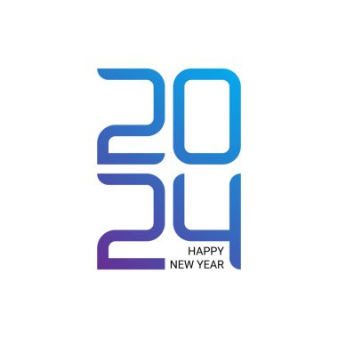 2024 Typography logo tasarımı konsepti. Mutlu yıllar 2024 logo tasarımı