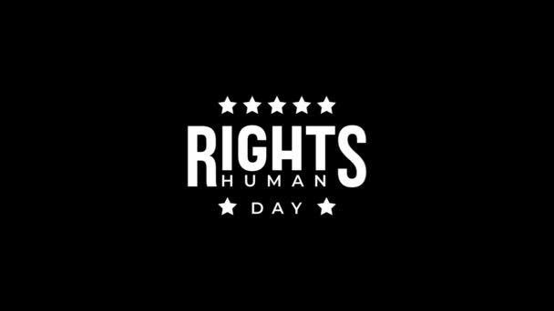 Τυπογραφία Κινουμένων Σχεδίων Για Ανθρώπινα Δικαιώματα Ημέρα Ανθρωπίνων Δικαιωμάτων — Αρχείο Βίντεο