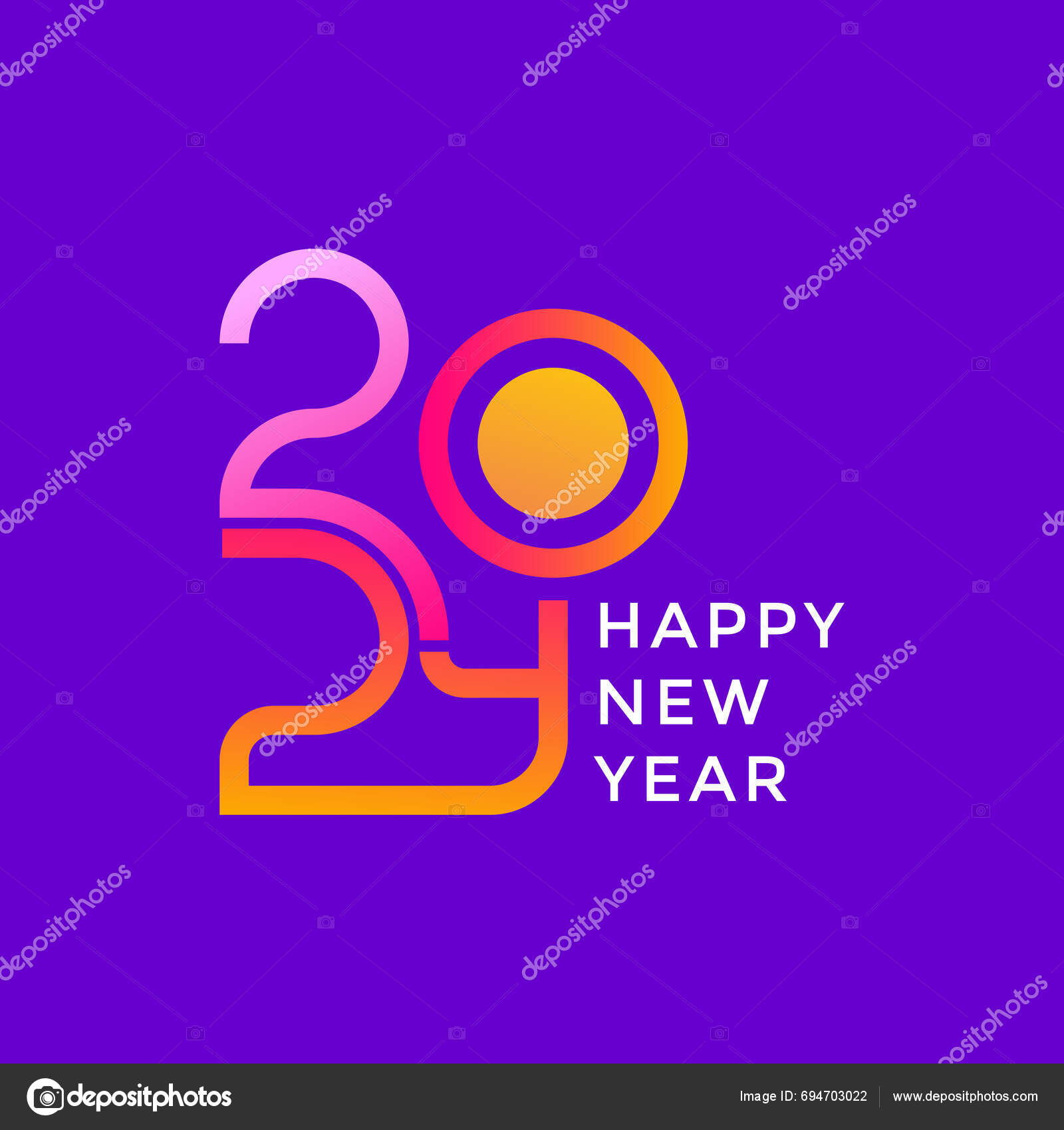 2024 Typography Logo Design Concept Happy New Year 2024 Logo Stock