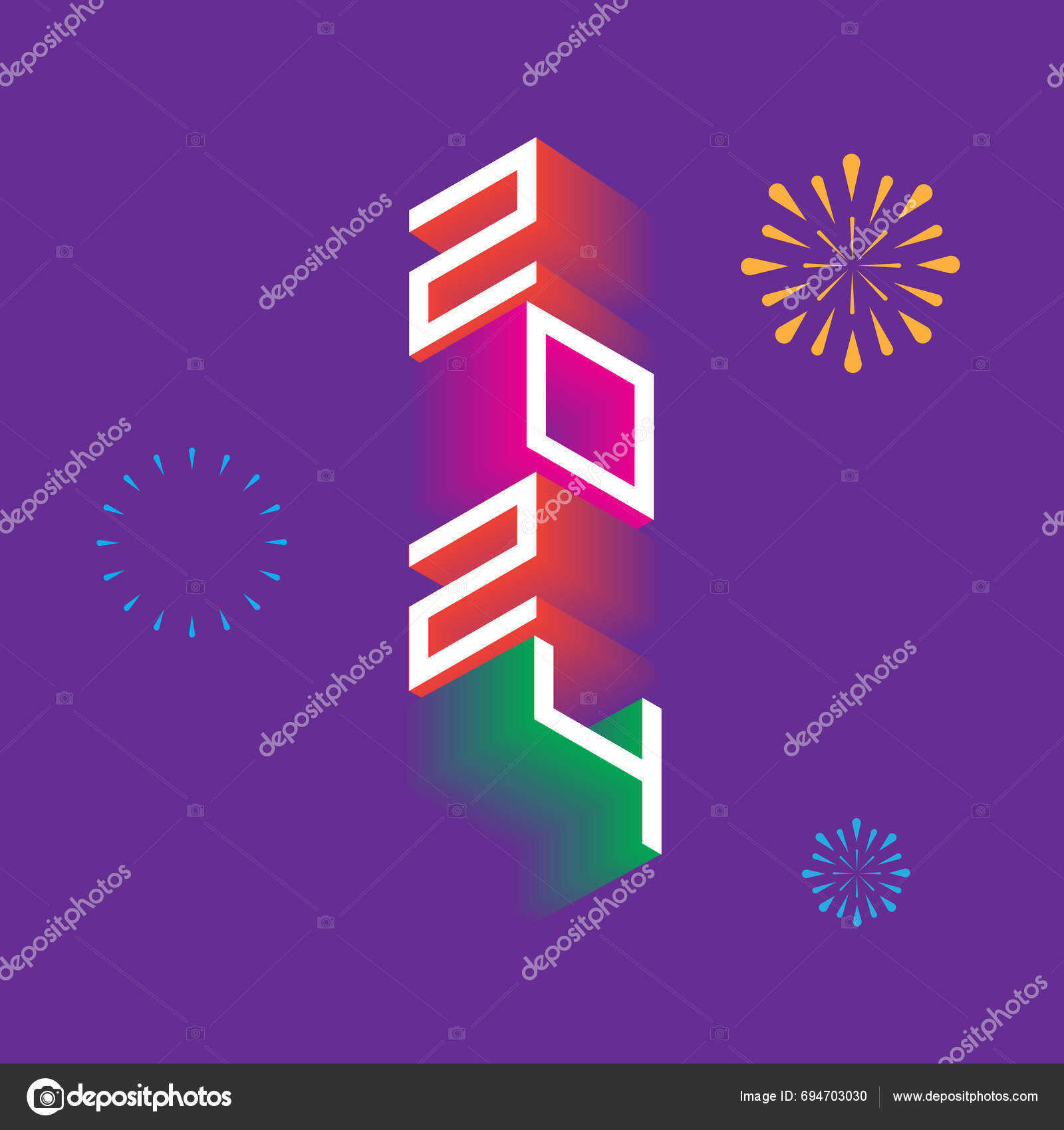 2024 Typography Logo Tasarımı Konsepti Mutlu Yıllar 2024 Logo Tasarımı