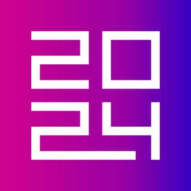 2024 Typography logo tasarımı konsepti. Mutlu yıllar 2024 logo tasarımı