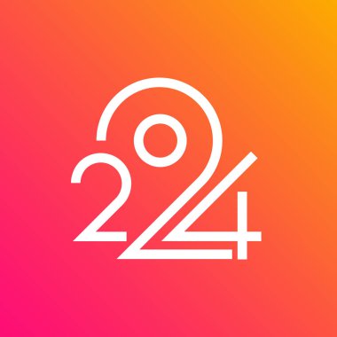 2024 Typography logo tasarımı konsepti. Mutlu yıllar 2024 logo tasarımı