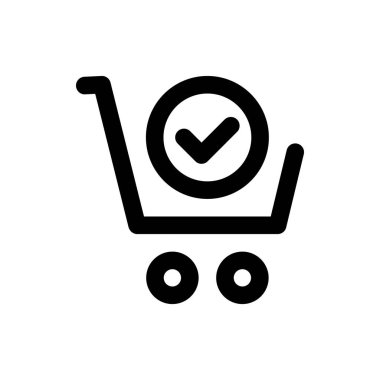 Evet, alışveriş arabası vektör ikonu, düz dizayn. Beyaz arkaplanda izole.