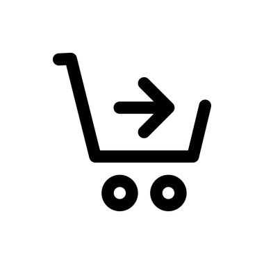 Alışveriş arabası vektör simgesine bak, düz tasarım. Beyaz arkaplanda izole.