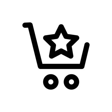 Alışveriş arabasının favori vektör ikonu, düz tasarım. Beyaz arkaplanda izole.