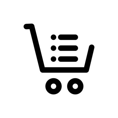 Liste vektör ikonlu alışveriş arabası, düz tasarım. Beyaz arkaplanda izole.