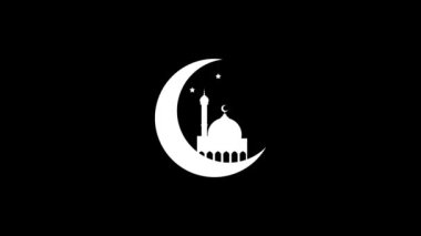 İslam tasarımı için siyah mat kanalı olan bir cami ve yarım ay. 4k çözünürlüğü