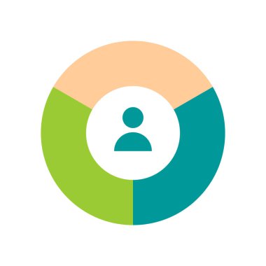 Düz renk vektör unsuru olan seyirci segmentasyonu, bir pazarlama stratejisinin temelini oluşturur. Bölümler bölünmüş ve beyaz üzerine tam boyutlu bir dekorasyon yapılmış..