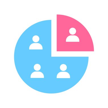 Düz renk vektör unsuru olan seyirci segmentasyonu, bir pazarlama stratejisinin temelini oluşturur. Bölümler bölünmüş ve beyaz üzerine tam boyutlu bir dekorasyon yapılmış..