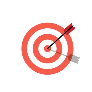 Bu simge bir ok ile bir hedef ayarı, hedef izleme ve odaklanmış çaba ve hassas ilerleme ölçümleri yoluyla başarıyı sembolize eden bir hedef göstermektedir..