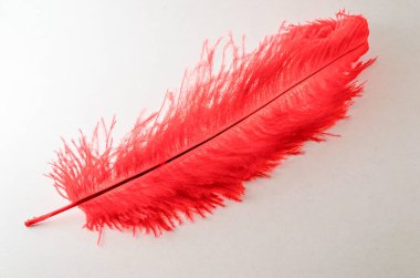 Beyaz arkaplanda izole edilmiş bir şaft üzerindeki simetrik kırmızı çubukların seçici odak görünümü