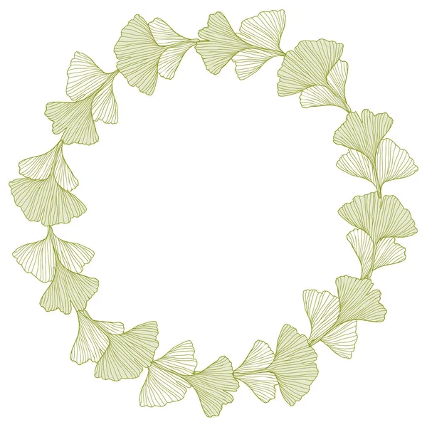 Feuilles Dessinées Main Cadre Vectoriel Couronne Florale Avec Des Feuilles — Image vectorielle