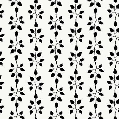 Tasarım için el yapımı yapraklar çiçek yeşili. Mürekkep çizilmiş yeşillik ögesi, pürüzsüz desen