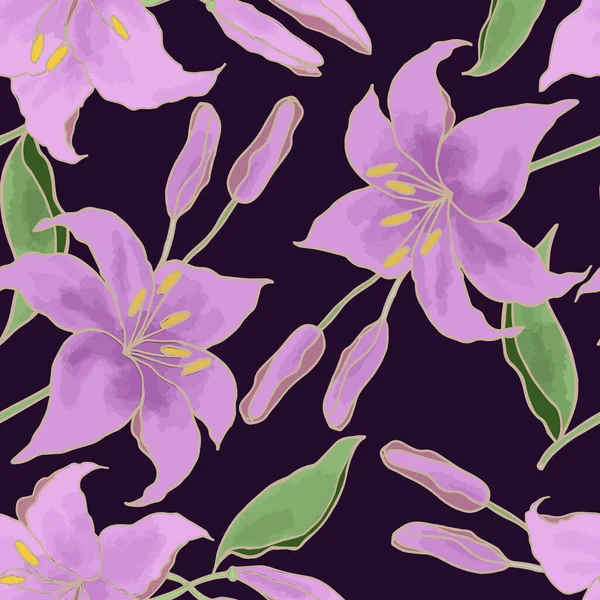 Lilly hand drawn flower,floral seamless pattern for textile