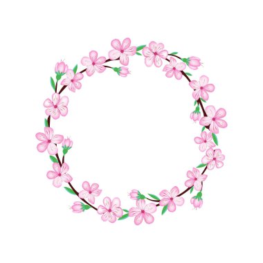 Acı tasarımı için kiraz çiçeği sakura. Kart veya davetiyeler için çember çember çiz.