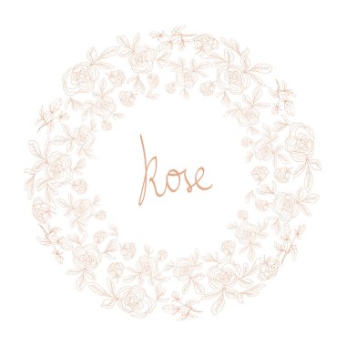 Hassas bir gül çiçeği. Yüzey tasarımı için çizilmiş bir el çizimi. Altın gül çizgisi sanat arka plan vektörü. Altın çizgili doğal botanik zarif çiçek, dekorasyon, duvar dekorasyonu, duvar kağıdı, kapak, afiş, poster, kart.