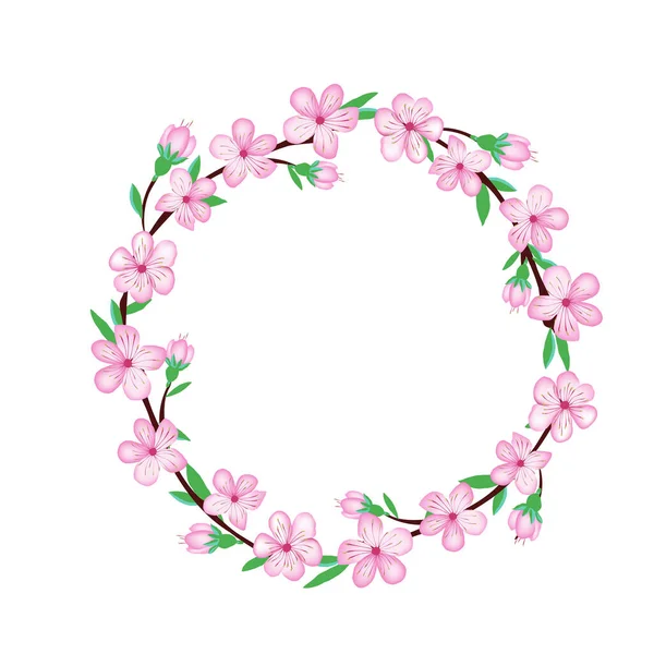 stock vector Sakura cherry blossom flower for sufface design .Circle wrreath for card or invitations