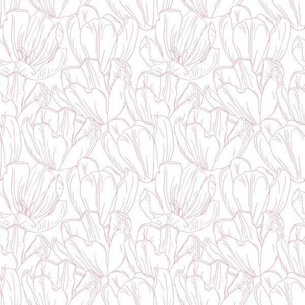 Rosa Tulipanes Flor Patrón Sin Costura Fondo Primavera — Vector de stock