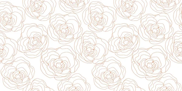 Zarte Rosenblüte Linienkunst Handgezeichnetes Design Für Die Oberflächengestaltung Goldene Rose — Stockvektor