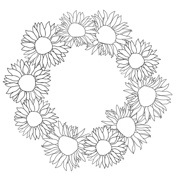 Cute Sunflower Decor Surfase Decoration Hand Drawn Floral Vector Elements — Stock Vector