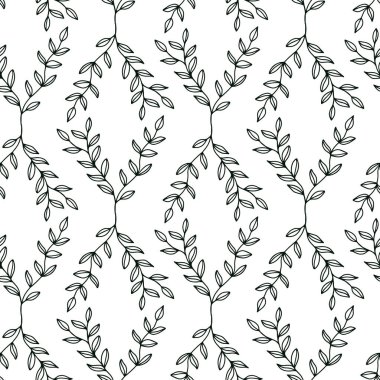 Doodle iz bırakmadan güzel çizgili yapraklar bırakıyor. Vektör arkaplanı