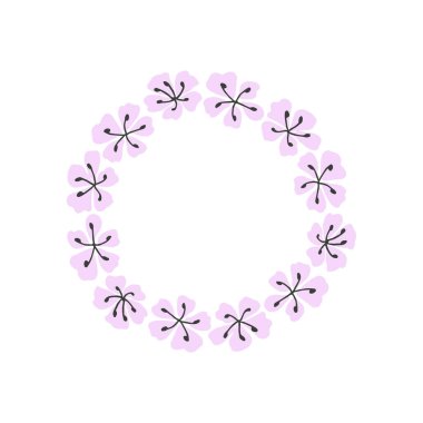 Doodle tarzı. Çiçekli monogram çerçeve.