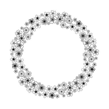 Doodle tarzı. Çiçekli monogram çerçeve.